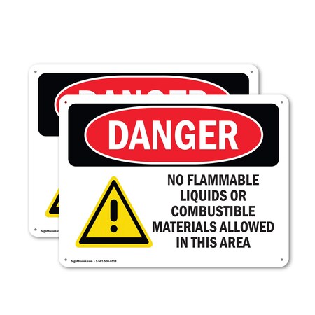 Signmission No Flammable Liquids In This Area Danger Sign, Aluminum, 24in W x 18in L, 2PK OS-2PACK-DS-A-1824-L-2033
